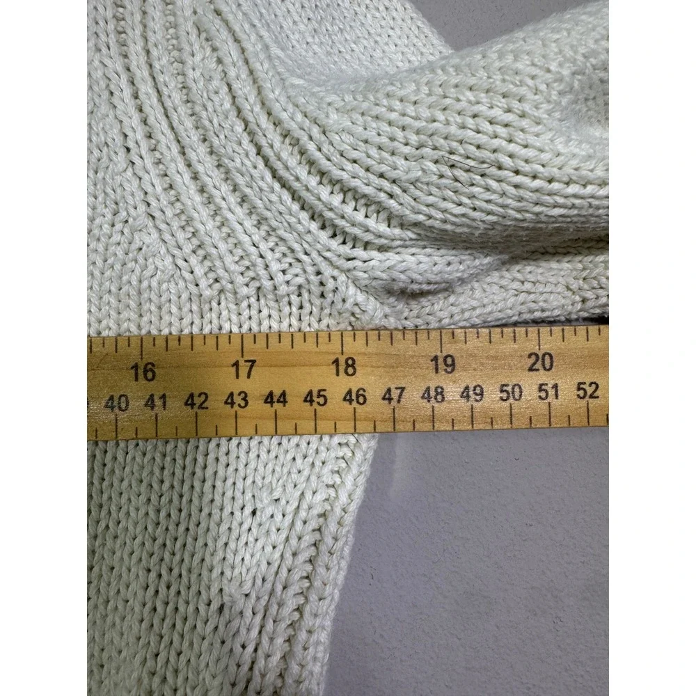 J.Crew Women's 1988 Rollneck Cotton Sweater Size S Cream Fisherman Quiet Luxury